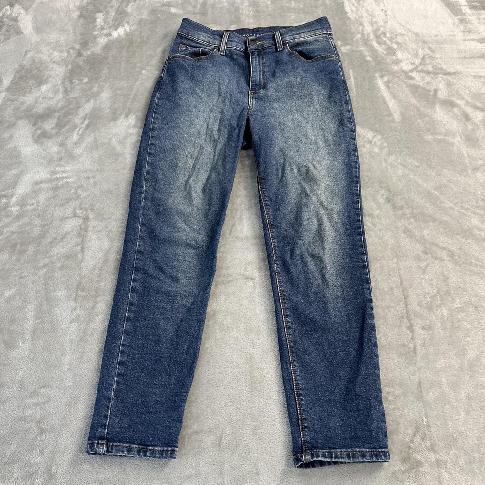 Mott & Bow Mom Jeans Womens 27 Blue Medium Wash High Rise Stretch Ankle Denim